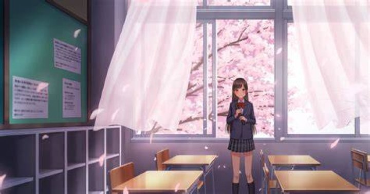 桜と教室をイメージした卒業カレンダーキャラ